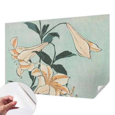 Removable wall mural wallpaper with a delicate lilies motif