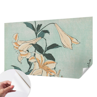 Removable wall mural wallpaper with a delicate lilies motif