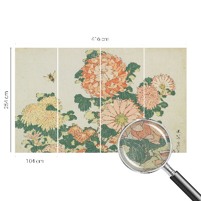 Peel and stick wall mural for living room with chrysanthemum flower design