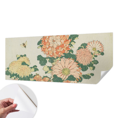 Peel and stick wall mural for living room with chrysanthemum flower design