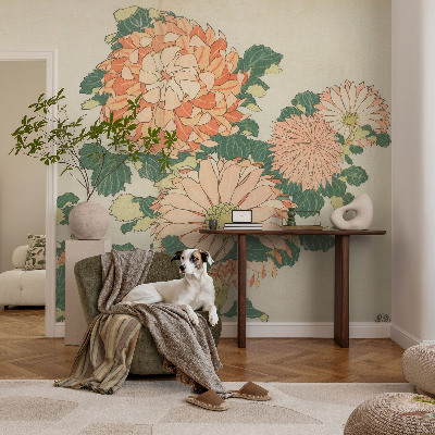 Peel and stick wall mural for living room Chrysanthemum flowers