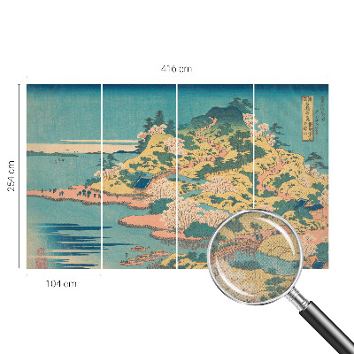 Peel and stick wall mural for kids' room featuring a Japanese landscape design