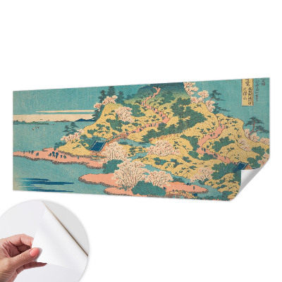 Peel and stick wall mural for kids' room featuring a Japanese landscape design