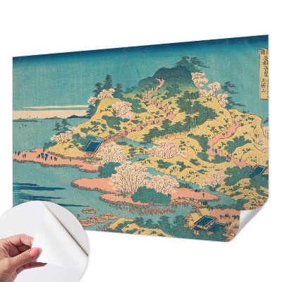 Peel and stick wall mural for kids' room featuring a Japanese landscape design