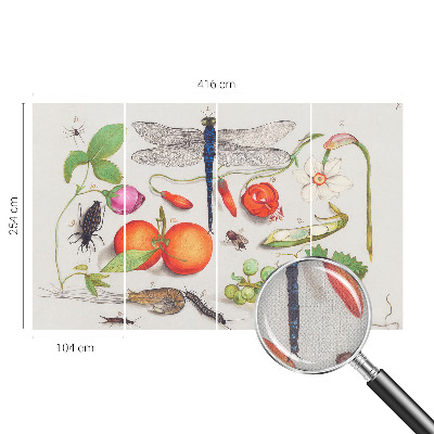 3D photo wallpaper mural with a nature illustration