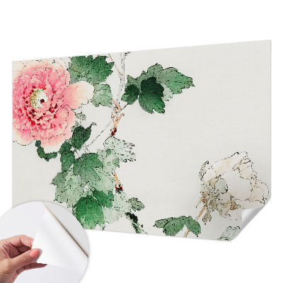 Nursery wall mural with a subtle floral design