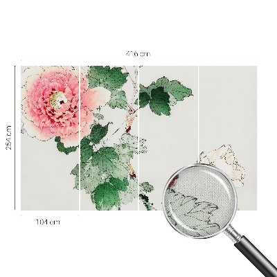 Nursery wall mural with a subtle floral design