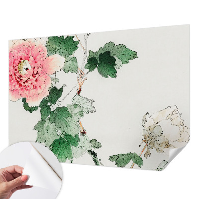 Nursery wall mural with a subtle floral design