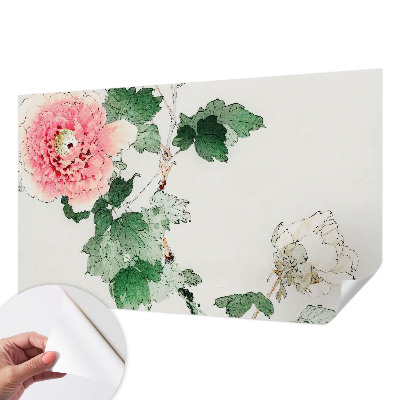 Nursery wall mural with a subtle floral design