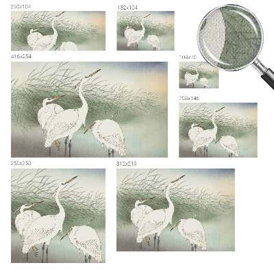 Baby room wall mural with a heron scene among tall grass