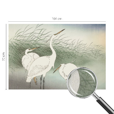 Baby room wall mural with a heron scene among tall grass