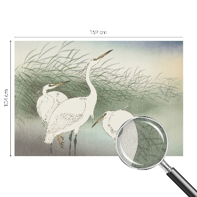 Baby room wall mural with a heron scene among tall grass