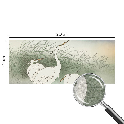 Baby room wall mural with a heron scene among tall grass