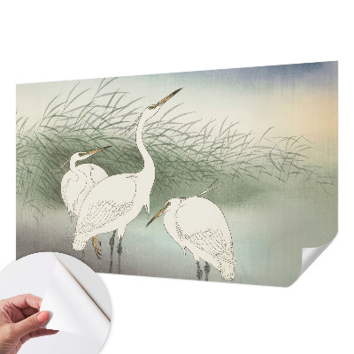 Baby room wall mural Herons in the grass