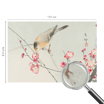 Peel and stick wall mural with a floral and bird design