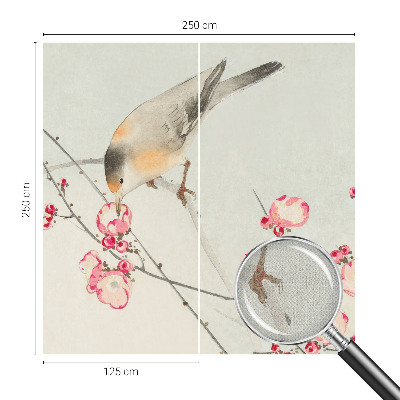 Peel and stick wall mural with a floral and bird design