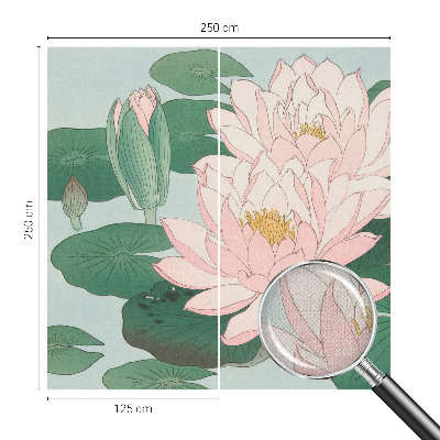Peel and stick wallpaper mural with a water lotus design