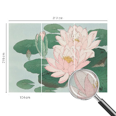 Peel and stick wallpaper mural with a water lotus design