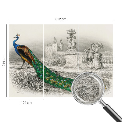 Self-adhesive photo wallpaper with a colorful feather pattern