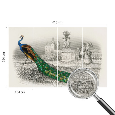 Self-adhesive photo wallpaper with a colorful feather pattern
