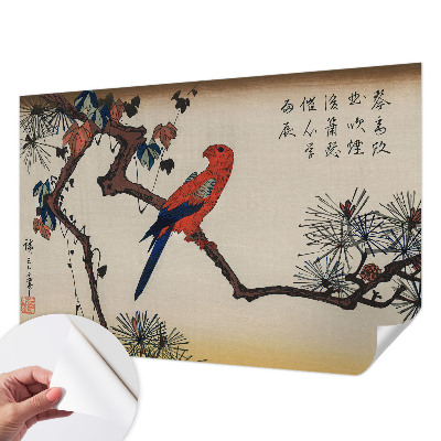 Stick-on wall mural with a bird on a branch
