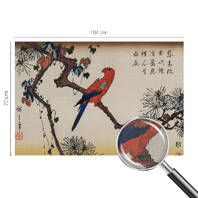 Stick-on wall mural with a bird on a branch