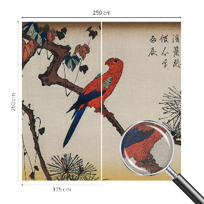 Stick-on wall mural with a bird on a branch