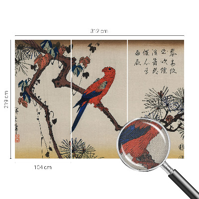 Stick-on wall mural with a bird on a branch