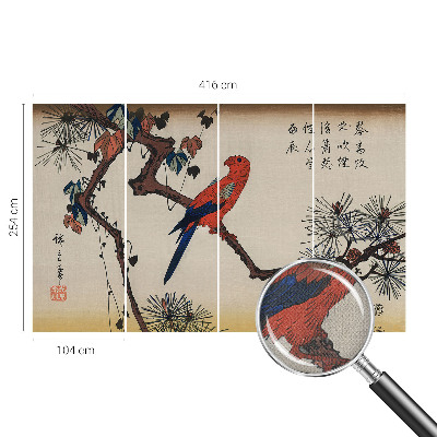 Stick-on wall mural with a bird on a branch