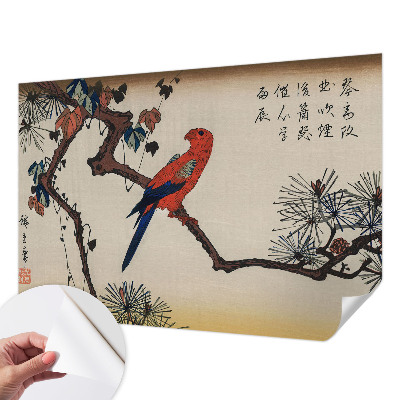 Stick-on wall mural with a bird on a branch