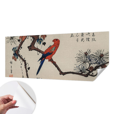 Stick-on wall mural with a bird on a branch