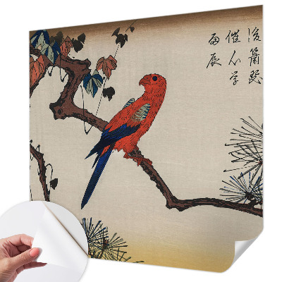 Stick-on wall mural with a bird on a branch