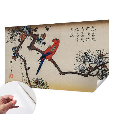 Stick-on wall mural with a bird on a branch