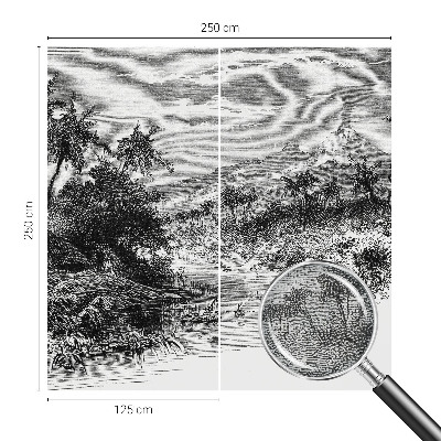 Removable wall mural with an exotic panoramic design
