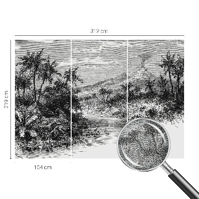 Removable wall mural with an exotic panoramic design