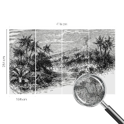 Removable wall mural with an exotic panoramic design