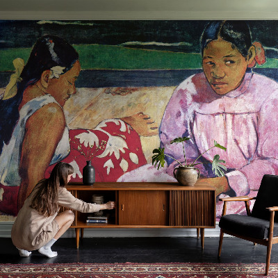 Peel and stick wall mural featuring a beach scene for the living room