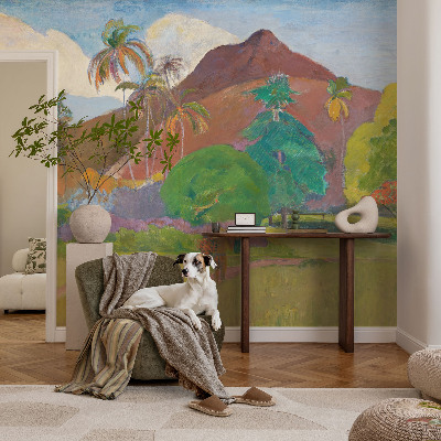 Peel and stick wall mural for bedroom with an exotic nature motif