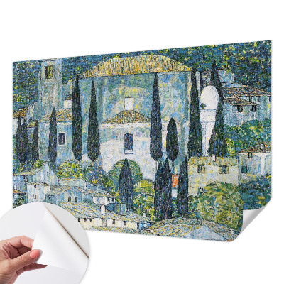 Peel and stick wall mural for kids' room featuring cypress house illustrations