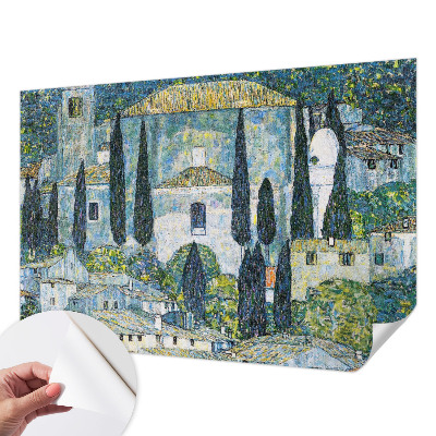 Peel and stick wall mural for kids' room featuring cypress house illustrations