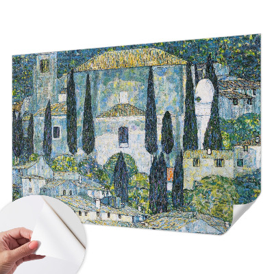 Peel and stick wall mural for kids' room featuring cypress house illustrations