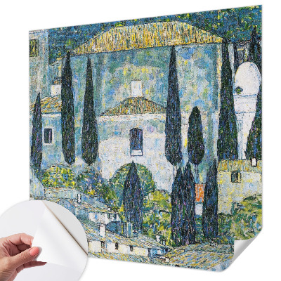Peel and stick wall mural for kids' room featuring cypress house illustrations