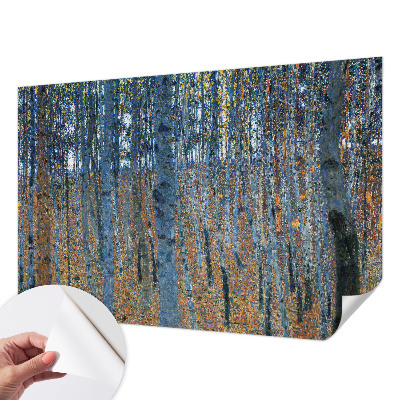 3D wall mural with a birch forest design