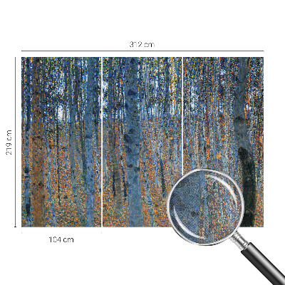 3D wall mural with a birch forest design