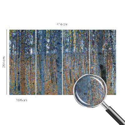 3D wall mural with a birch forest design