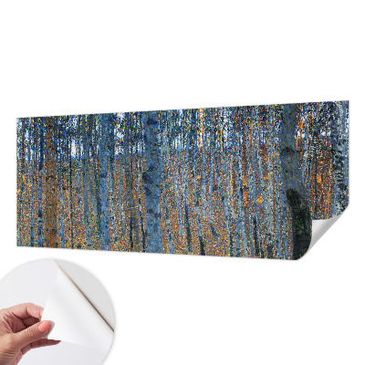 3D wall mural with a birch forest design