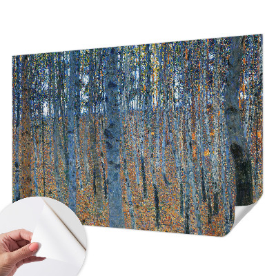 3D wall mural with a birch forest design