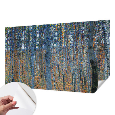 3D wall mural with a birch forest design