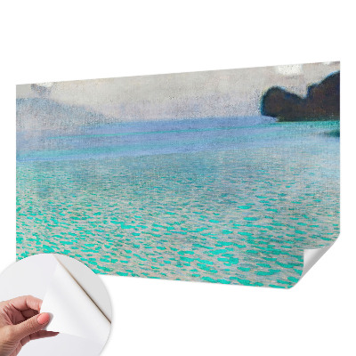 Nursery wall mural with a turquoise water design