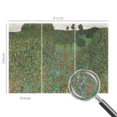 Baby room wall mural with a flower meadow design